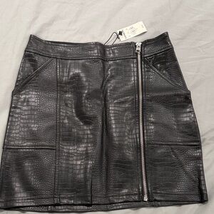 Express Black Textured Leather Mini Skirt